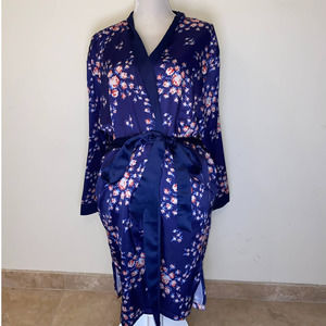 NEW MORGAN LANE SILK ROBE BLUE NIGHT SLEEP WEAR BRAND NEW
